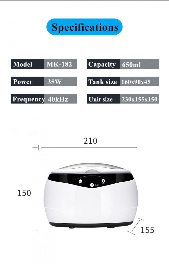 Ультразвуковое очиститель для очков 600 мл с цифровым таймером MK-182 3